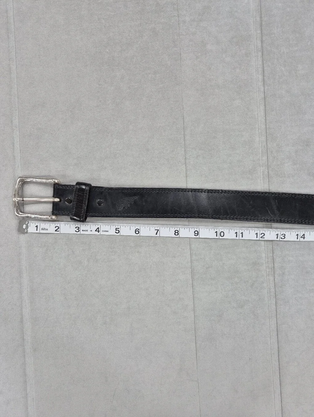 Red Wing Shoes belt men's 32 black leather solid brass silver buckle